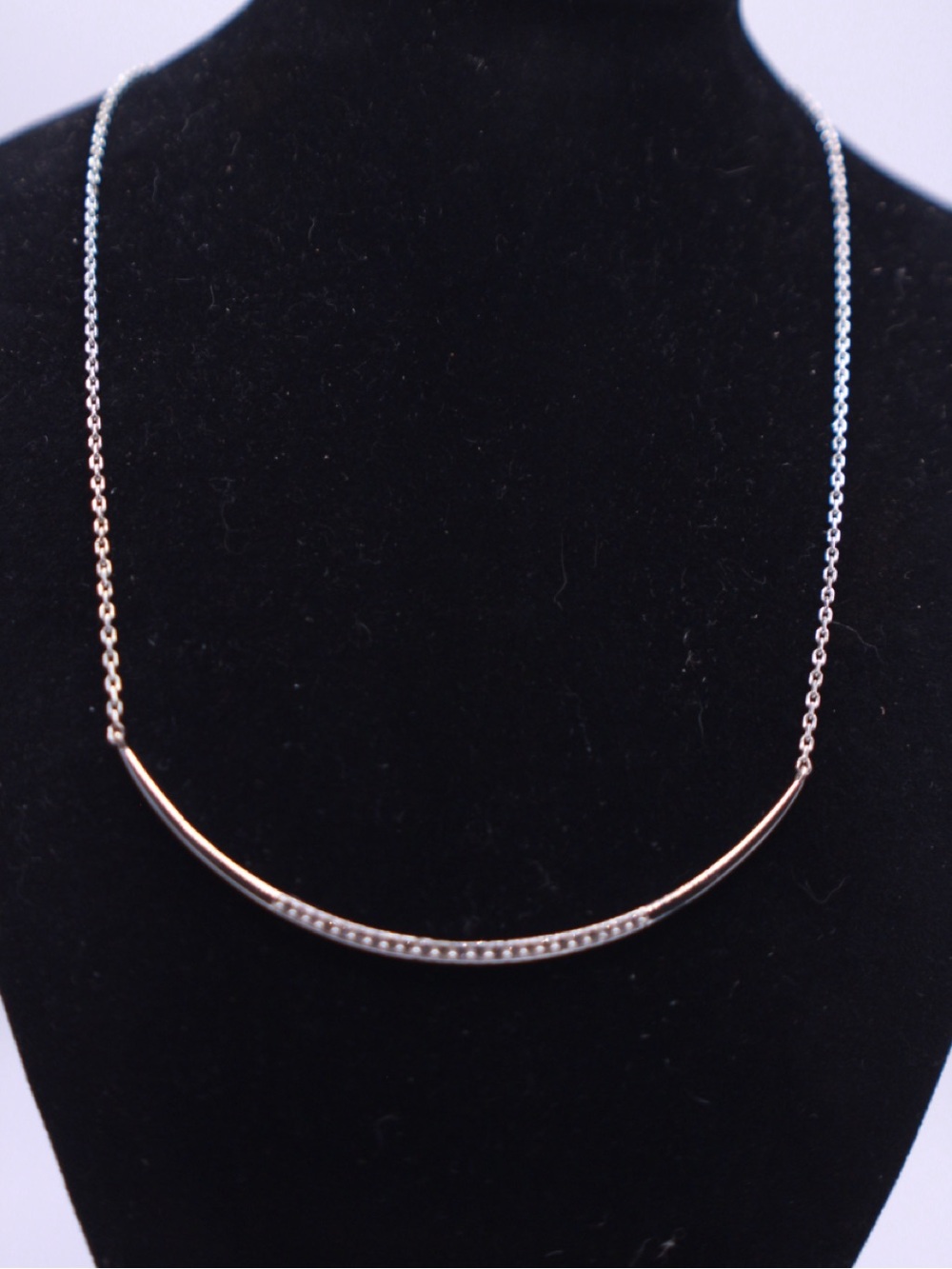 Stella & Dot Silver tone Curved Bar Necklace